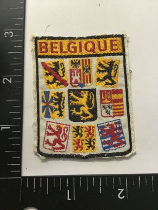 Vtg Belgique Belgium Coat Of Arms Travel Souvenir Sew - On Patch Emblem Badge
