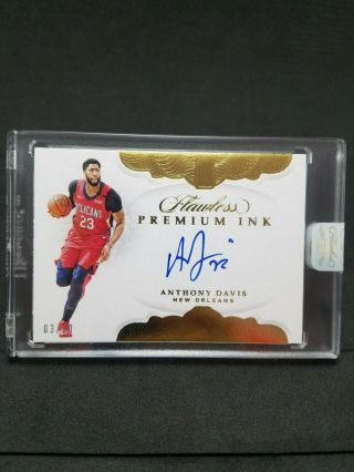 2018 - 19 Flawless Premium Ink Gold Anthony Davis 3/10 Auto Encased By Panini