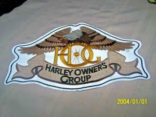 Harley Davidson Owners Group Hog Large 10 1/2 " X 7 1/4 " Vtg Brown Silver Patch