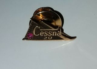 Vintage Cessna Aircraft 20 Year Service Pin Lgb 10k Gold With Ruby