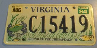 Virginia " Friends Of The Chesapeake Bay " License Plate