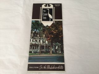 Vintage Crane Inn Dalton Massachusetts Brochure 1950’s - 60’s