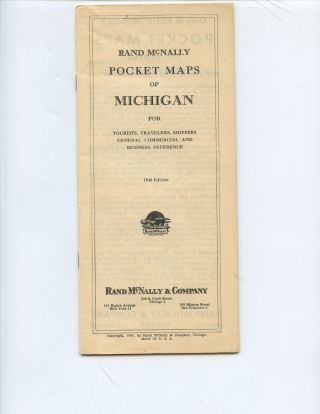 1946 Rand Mcnally " Pocket Maps Of Michigan " Reference Guide (47 Pages, )