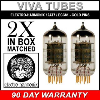 Gain Matched Pair (2) Electro - Harmonix 12at7 Ecc81 Gold Pin Vacuum Tubes