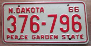 North Dakota 1966 License Plate Quality 376 - 796