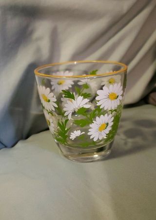 Vintage Libbey Daisy Flowers Glass 8oz Mcm Glassware Barware