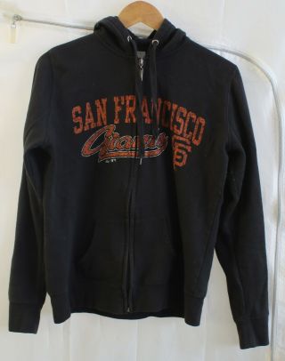 Majestic San Francisco Giants Sweatshirt Zip - Up Hoodie Black Womens Size Large L