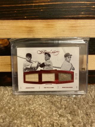 2016 Flawless Jimmie Foxx Ted Williams Dom Dimaggio Triple Relic /20