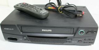 Philips 4 Head Hifi Stereo Vcr Vhs Player Vr620cat21 Remote And Cables