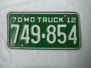 1970 Missouri Truck License Plate Tag