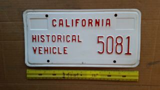 License Plate,  California,  Printed,  1980s,  Historical Vehicle: 5081