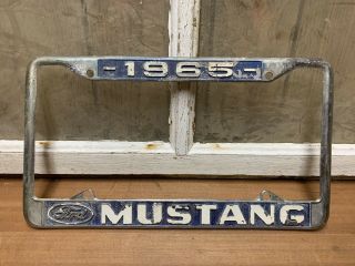 Vintage Old 1965 Ford Mustang License Plate Frame Gas Oil Advertising