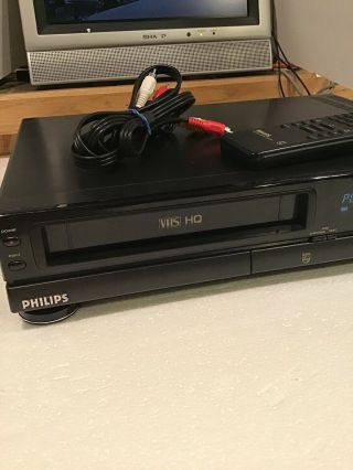 Phillips VR485AT74 VCR VHS PLAYER RECORDER WITH REMOTE - - 3