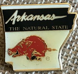 Vintage Arkansas Razorback The Natural State Lapel Pin Souvenir Pin