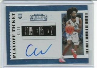 Coby White Rookie Rc Auto 02/15 Card Jersey College Ticket Contenders Draft