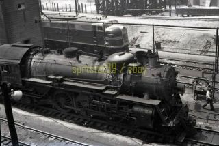 Atsf Santa Fe Diesel & Steam Engines @ San Bernardino - Vtg Railroad Negative