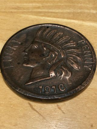 Vintage 1916 Large Souvenir Lucky Penny Indian Head Cent York City