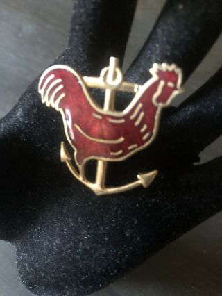 Rhode Island Red Rooster On An Anchor Pin