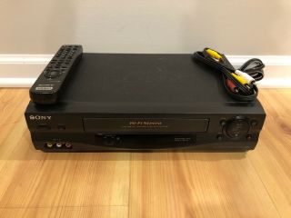 Sony Slv - N55 Vhs Vcr Video Cassette Player Recorder Remote Control Rca Cable
