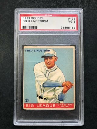 1933 Goudey Gum Fred Lindstrom Card 133psa 3 Vg Hof