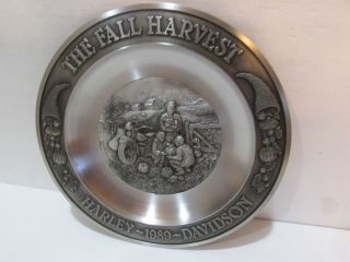 Vintage 1989 Harley Davidson Pewter Plate The Fall Harvest Ltd Ed