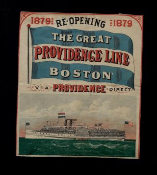 1879 Poster For Re - Opening Of The Great Providence & Boston Steamship Line