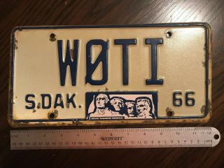Vintage Rare 1966 South Dakota Ham Radio License Plate Tag W0ti Mount Rushmore