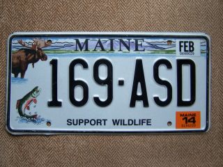 2014 Maine Support Wildlife License Plate.  115 Grams