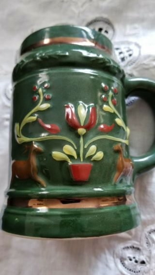 Pennsylvania Dutch Potteries Hand Painted Folk Art Mug Hallmarked