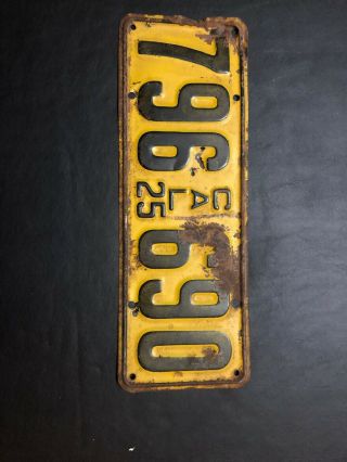 1925 California License Plate Tag Vintage 796 690