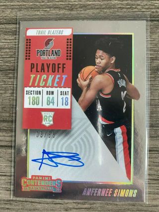 Anfernee Simons 2018 - 19 Panini Contenders Playoff Ticket Rookie Auto /35