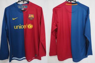 2008 - 2009 Fc Barcelona Barca Jersey Shirt Camiseta Home Nike L/s Long Sleeve L