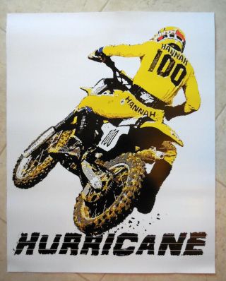 Vintage Motocross Rider Bob Hurricane Hannah 100 16 " X 20 " Poster - Yamaha - Yz