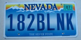 Silver State Nevada Vanity Auto License Plate " 182 Blnk " Music Group Blink 182