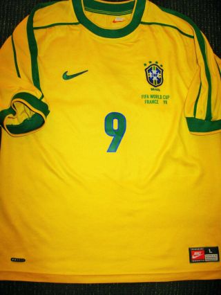 Authentic Ronaldo Brazil 1998 Wc Jersey Shirt Camiseta Real Madrid Barcelona L