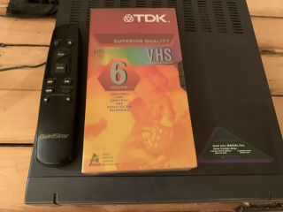 VCR VHS Player Recorder 4 head GOLDSTAR GVP - C135 W Remote & Blank tape, 2