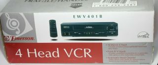 Emerson Ewv401b 19 Micron 4 Head Vhs Vcr Player Recorder Black Controller