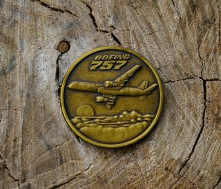 Boeing 757 Airplane Metal Coin Commemorating The Rollout Of The First 757 1982