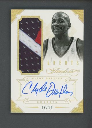 2012 - 13 Flawless Greats Gold Clyde Drexler Game 3 - Color Patch Auto 8/10