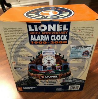 LIONEL 100TH ANNIVERSARY LIMITED EDITION ANIMATED TRAIN ALARM CLOCK WITH 2