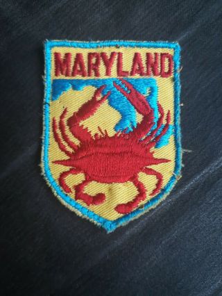 Vintage Maryland State Patch Red Crab Souvenir Embroidered