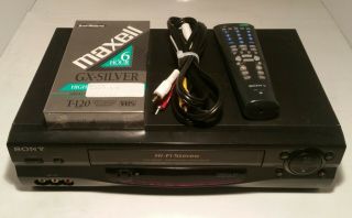 Sony Slv - N55 Vhs Vcr Video Cassette Player Recorder W/ Remote &