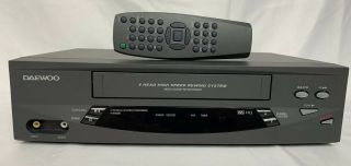 Daewoo Dv - T5dn 4 Head Hq High Speed Rewind Vhs Vcr Player/recorder With Remote