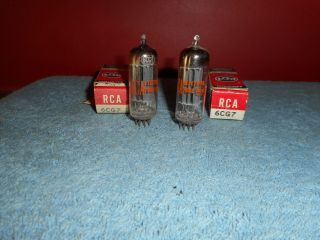 Nos Rca 6cg7 Vacuum Tubes Pair Matching Box Tab Dates (5 - 56) Vintage Audio Tube