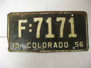 1956 56 Colorado Co License Plate F7171