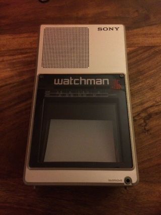 Vintage Sony Watchman Portable Flat B&w Tv Model Fd - 40a - Turns On