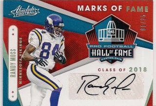 Randy Moss 2019 Panini Absolute Marks Of Fame Auto 1/25
