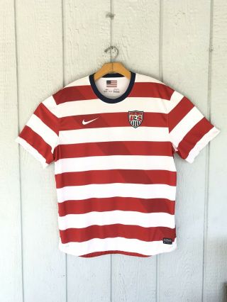 Nike 2012 Usmnt World Cup Usa Waldo Home Soccer Jersey Men 2xl Striped Red White