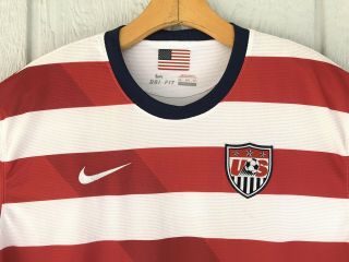 Nike 2012 USMNT World Cup USA Waldo Home Soccer Jersey Men 2XL Striped Red White 2
