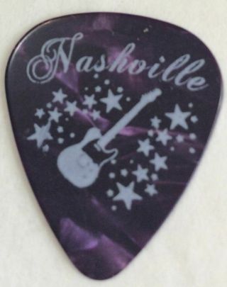 Nashville (2) Purple Guitar Pick With White Guitar And Stars Souvenir Gift